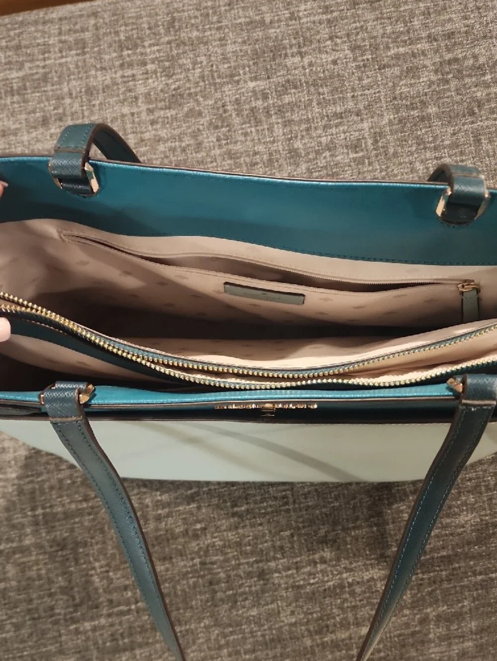 kate spade Mint and Teal Leather Top-Handle Tote
